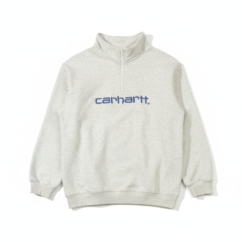 Moletom Script Half Zip Cinza Mescla