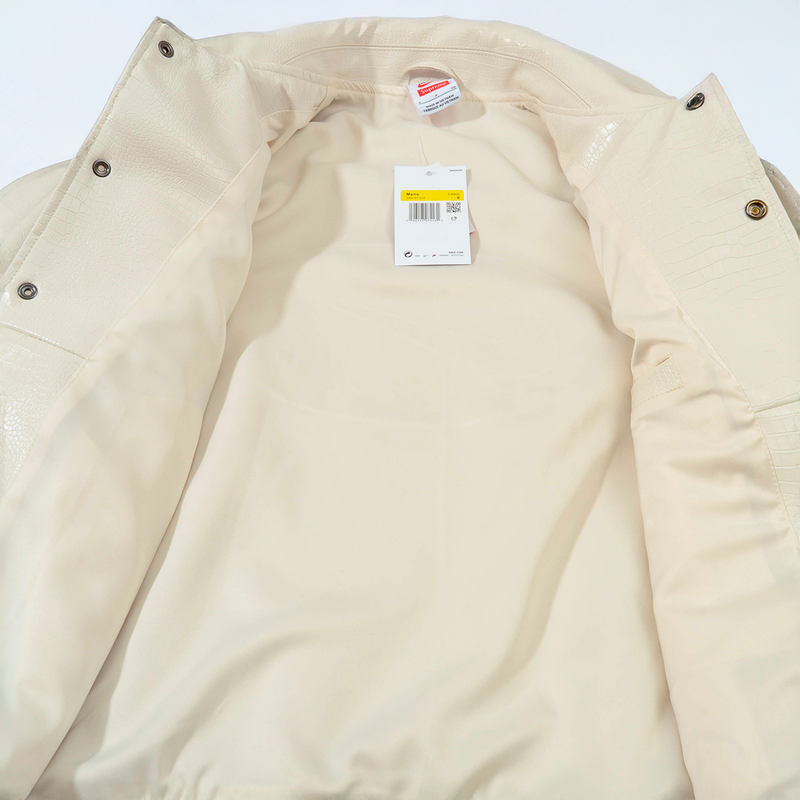 Jaqueta Nike x Supreme Varsity Leather Off White
