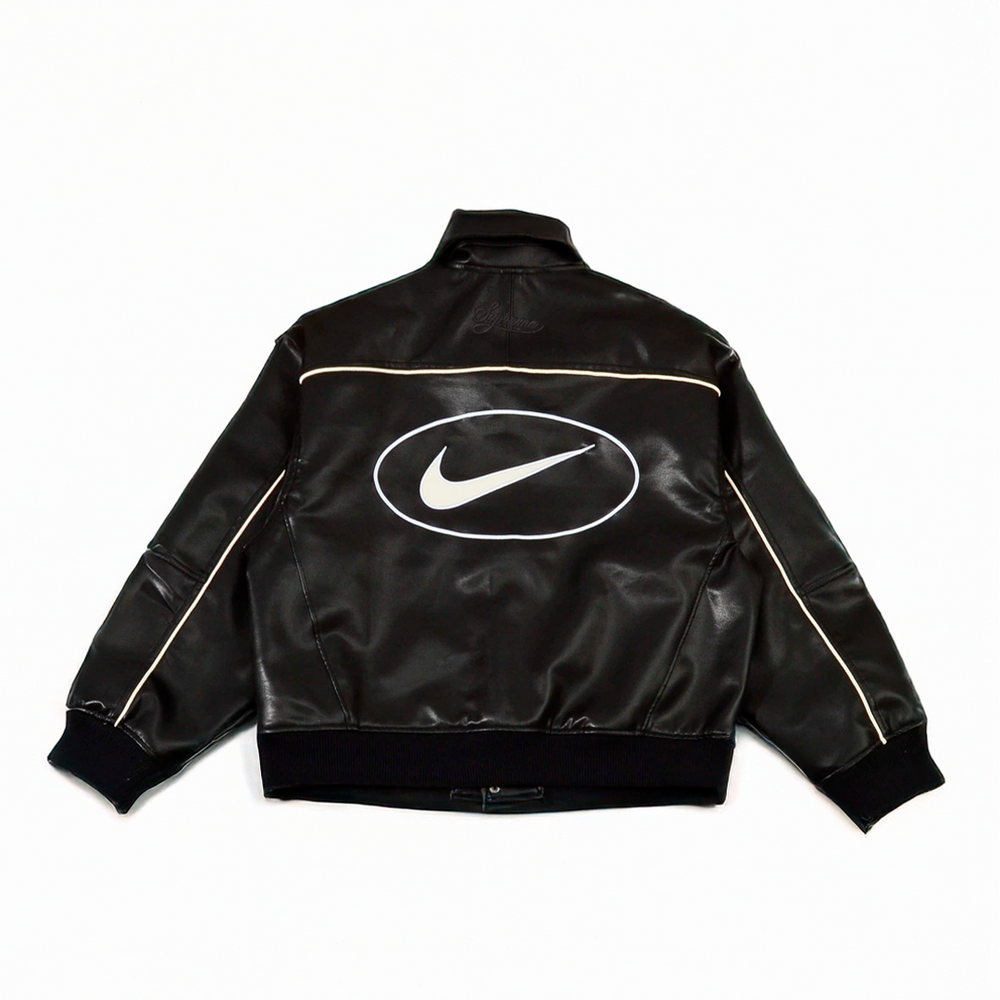 Jaqueta Nike x Supreme Varsity Leather Black - Driped Club