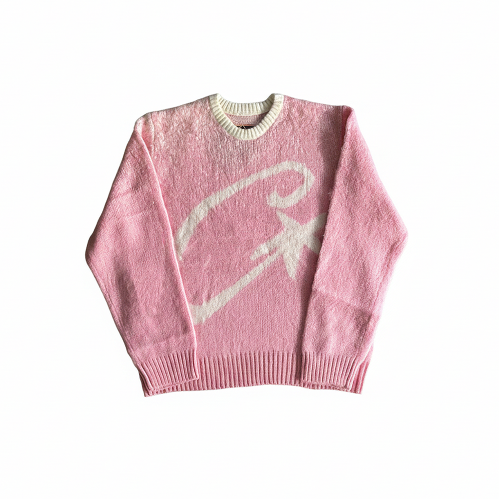 Sweater Pink Corteiz C Star Gradient Mohair Knit Sweater Pink Corteiz C Star Gradient Mohair Knit