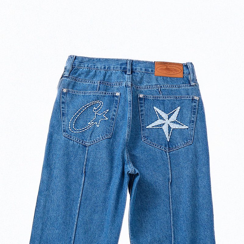 Calça Blue Jeans Corteiz Logo Tee Blue