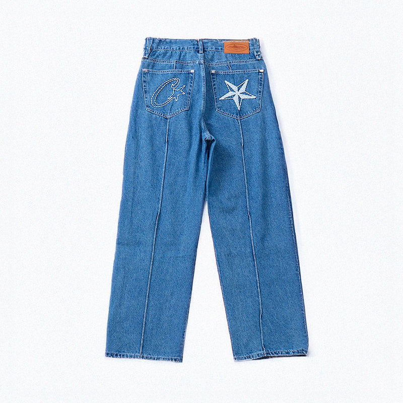 Calça Blue Jeans Corteiz Logo Tee Blue