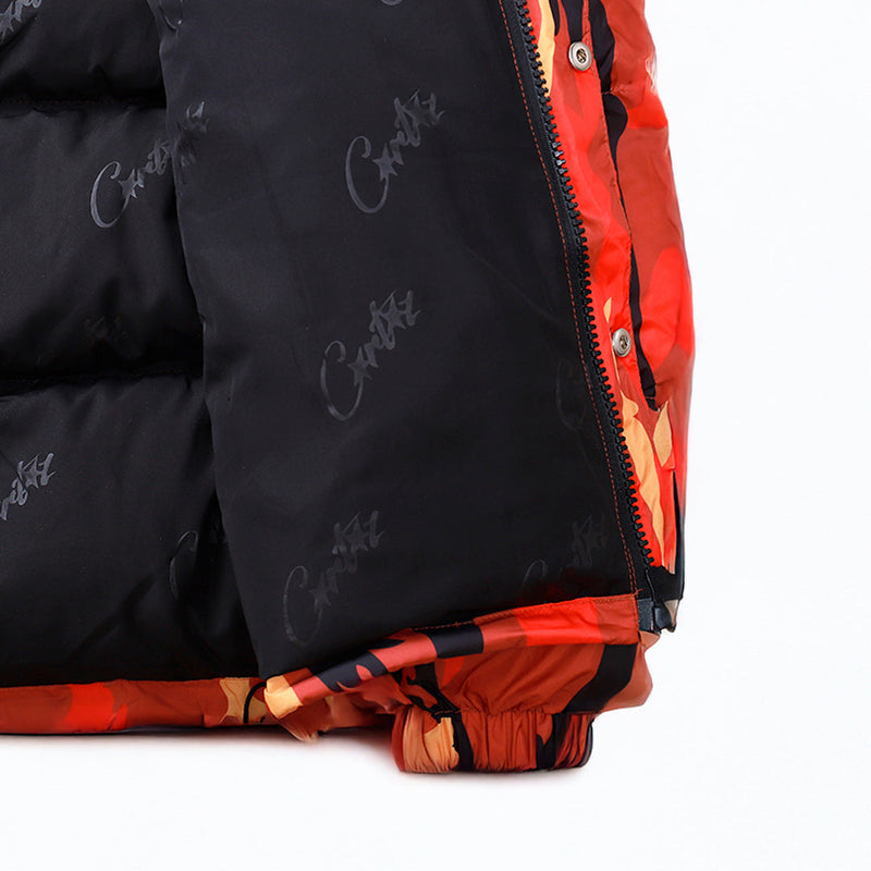 Jaqueta Puffer Corteiz Camuflada V2 Blood Orange