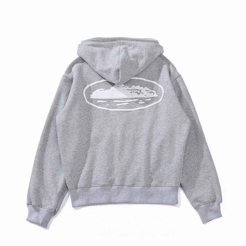 Conjunto Moletom Corteiz Logo Island Tee Cinza